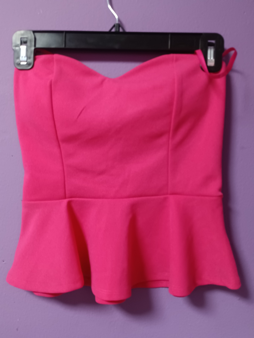 Lovers + Friends Hot Pink Strapless Peplum Top